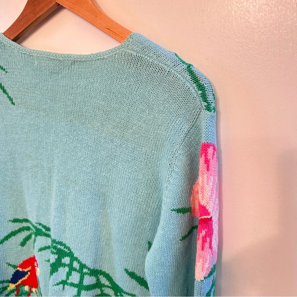 David Brooks Tropical Bird Cardigan - Blue and Pink - Picture 12 of 14